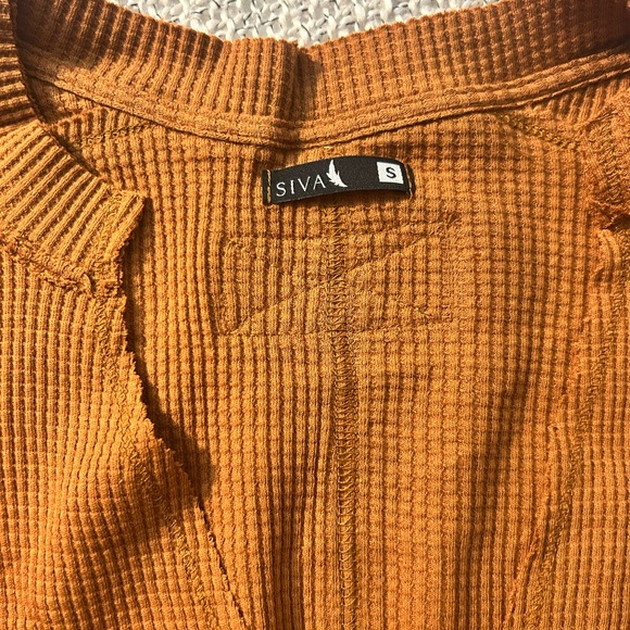 Thermal Waffle Knit Oversized Top Burnt Orange NWOT - Picture 5 of 8